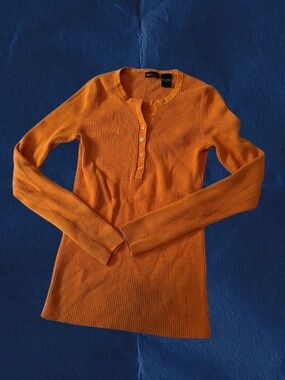 Ribbed MODA Long-Sleeve Top - Orange